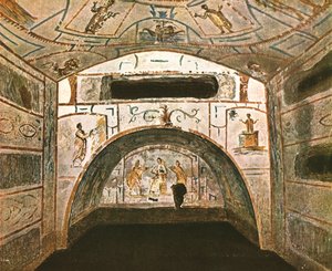 Krypta der Madonna in den Katakomben von Marcellinus und Peter...Rom, Italien, 1928 von Unbekannt