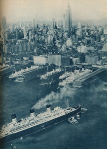 Cunard White Star Liner Berengaria, nähert sich dem Cunard Pier, 1936