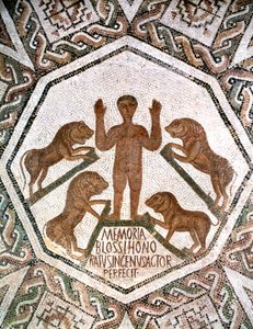 Daniel in der Löwengrube, römisches Mosaik aus Bordj El Loudi, Tunesien, 5. Jahrhundert n. Chr.