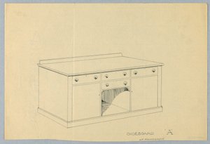 Entwurf für Sideboard A aus Mahagoni, 1900–05 von Unbekannt