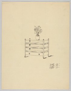 Entwurf für dreistufigen Tisch mit Vase und Blumen, 1900–05 von Unbekannt