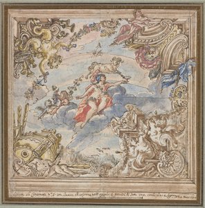 Entwurf für eine Decke: Mars und Widder, 1700er Jahre von Unbekannt