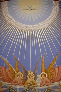 Detail eines Freskos in der Visitationkirche in Ein Kerem: Engel, Ein Kerem, Israel von Unbekannt
