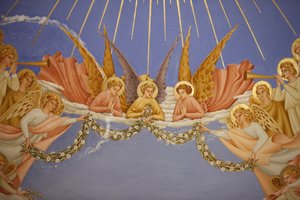 Detail eines Freskos in der Heimsuchungskirche in Ein Kerem: Engel, Ein Kerem, Israel von Unbekannt