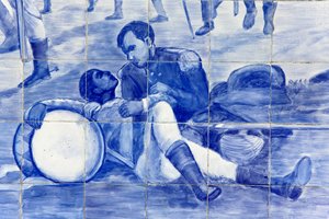 Detail eines Mosaiks, das den Kampf Brasiliens um die Unabhängigkeit darstellt, Cachoeira, Brasilien