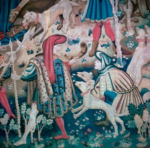 Detail der Bärenjagd aus den Devonshire Jagdteppichen