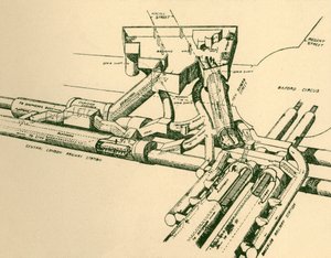 Diagramm der neuen U-Bahn-Station am Oxford Circus, 1930 von Unbekannt