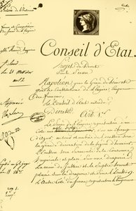 Entwurf eines Dekrets über die Form und Zusammensetzung des kaiserlichen Siegels, 10. Juli 1804, 1921