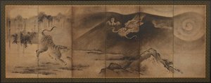 Drache und Tiger, Momoyama- oder Edo-Periode, 17. Jahrhundert von Unbekannt