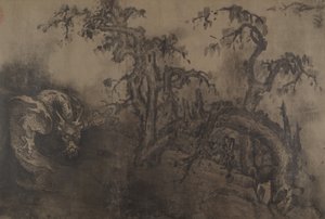 Drachen und Landschaft, 14. Jahrhundert, plus spätere Ergänzung von Unbekannt