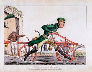 Draisienne oder Veloziped ersetzt Pferde im französischen Postdienst, 1818 von Unbekannt