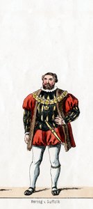 Herzog von Suffolk, Kostümentwurf für Shakespeares Stück, Heinrich VIII, 19. Jahrhundert von Unbekannt