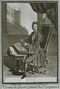 Dulcimer-Tympanon, französischer Stich des siebzehnten Jahrhunderts von Unbekannt