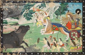 Durga tötet Mahisha, um 1830 von Unbekannt