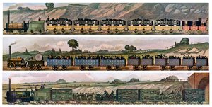 Frühe Eisenbahnwagen, die Liverpool und Manchester Railway, England, 1831, ca. 1900-1920 von Unbekannt