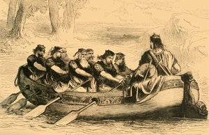 Edgar der Friedliche wird von acht tributpflichtigen Fürsten den Fluss Dee hinuntergerudert, ca. 1890