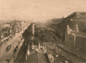 Edinburgh, Blick auf den Calton Hill vom Westende der Princes Street, 1902