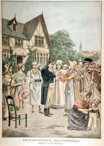 Edward Jenner 1749-1823, englischer Arzt, impft ein Kind mit Kuhpockenserum, 1901 von Unbekannt