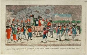 Verbrennung der Effigie von Klinglin, Heymann und Bouille am 25. Juni 1791 in Straßburg, 1791 von Unbekannt