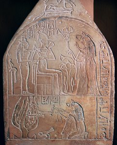Ägyptisches Detail der Grabstele eines Sängers im Tempel von Amon von Unbekannt
