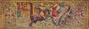 Besticktes Vorderaltarbild des Heiligen Georg, aus dem Palau de la Generalitat, 15. Jahrhundert