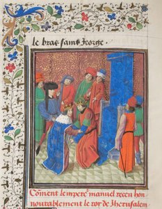 Kaiser Manuel I. Komnenos trifft König Amalrich I. von Jerusalem. Miniatur aus der Historia von Wilhelm von Tyrus, 1460er Jahre von Unbekannt