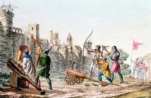 Englische Truppen greifen eine französische Stadt an, Hundertjähriger Krieg, 1337-1453, ca. 1830 von Unbekannt