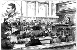 Vernehmung von John F. Egan am Polizeigericht von Birmingham, der Dynamit-Plot, 1884 von Unbekannt