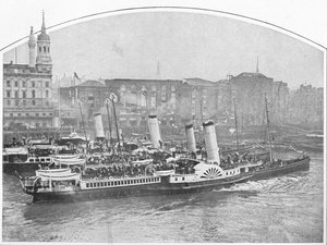 Ausflugsdampfer verlassen Fresh Wharf, London Bridge, um 1903
