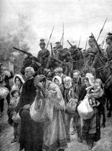 Vertreibung der Zivilbevölkerung von Löwen, Brüssel, 1914 von Unbekannt