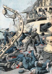Explosion auf einem russischen Kriegsschiff, Russisch-Japanischer Krieg, 1904-5 von Unbekannt
