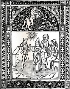 Fabel VIII: Die Frau, die mit einem Räuber verheiratet ist. Äsops Fabeln, 1485 von Unbekannt