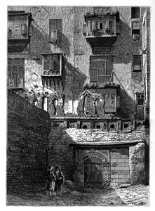 Fassade eines Hauses im alten Teil von Kairo, Ägypten, ca. 1890 von Unbekannt