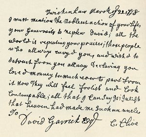 Faksimile eines Autographenbriefes von Kitty Clive, 1907