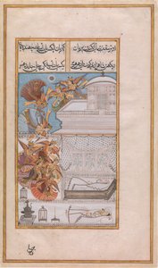 Feen steigen in die Kammer von Prinz Manohar hinab, Folio aus einem Gulshan-i 