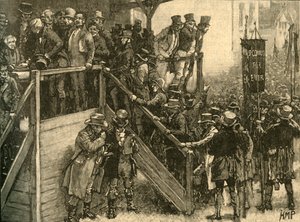 Pater John Murphy führt seine Pächter zur Wahl im Clare-Nachwahl, Irland, 1828 ca. 1890 von Unbekannt