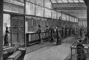 Telefonistinnen im Zentralen Telefonamt, Paris, 1890 von Unbekannt
