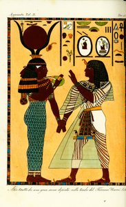 Figur der ägyptischen Göttin Hathor mit König Sethos I aus seinem Grab in Theben, entdeckt von Giovanni Battista Belzoni