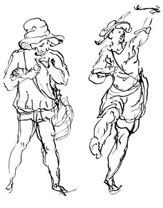 Figuren entworfen von Inigo Jones für die Maskerade, 1893 von Unbekannt