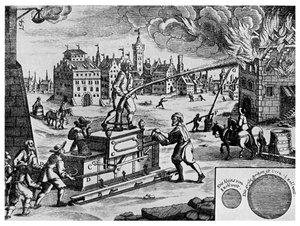 Feuerwehrwagen auf einem Schlitten, 1662 von Unbekannt