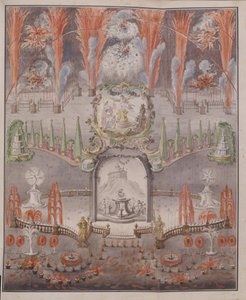 Feuerwerk und Beleuchtung am 17. September 1747 in Gostilitsy, Mitte des 18. Jahrhunderts
