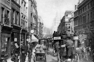 Fleet Street, gesehen von gegenüber dem Salisbury Court, London, 1880-1926/1927 von Unbekannt