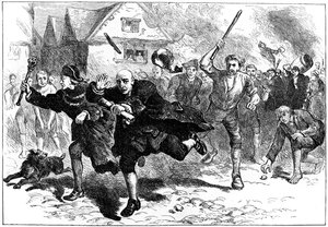 Flucht von Thomas Hutchinson vor den Aufständischen, Boston, Massachusetts, 1765 um 1880 von Unbekannt