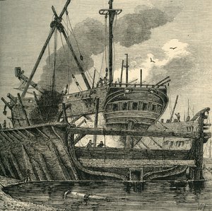 Schwimmendes Dock, Deptford 1820, um 1878