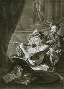 Flöte, Geige und Chitarrone George Frederick Handel als junger Musiker in Hamburg von Unbekannt