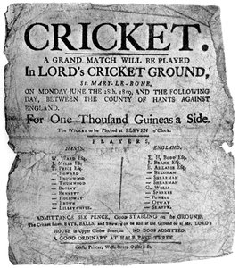 Flugblatt, das ein Cricketspiel zwischen Hampshire und England ankündigt