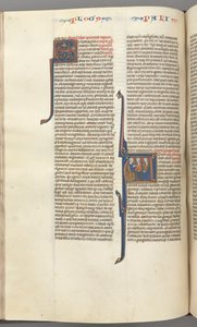 Fol. 148v, Chroniken I, historisierte Initiale A, drei Nachkommen Adams, ca. 1275-1300