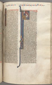 Fol. 238r, Sprüche, historisierte Initiale P, Salomo unterweist Rehabeam, um 1275-1300 von Unbekannt