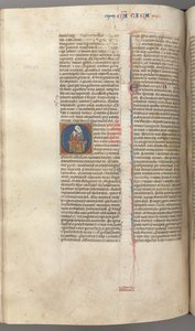 Fol. 249v, Hohelied, historisierte Initiale O, die Jungfrau und das Kind, ca. 1275-1300