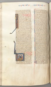 Fol. 292v, Jeremia, historisierte Initiale V, die Steinigung Jeremias, ca. 1275-1300 von Unbekannt